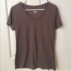 Brown v-neck shirt