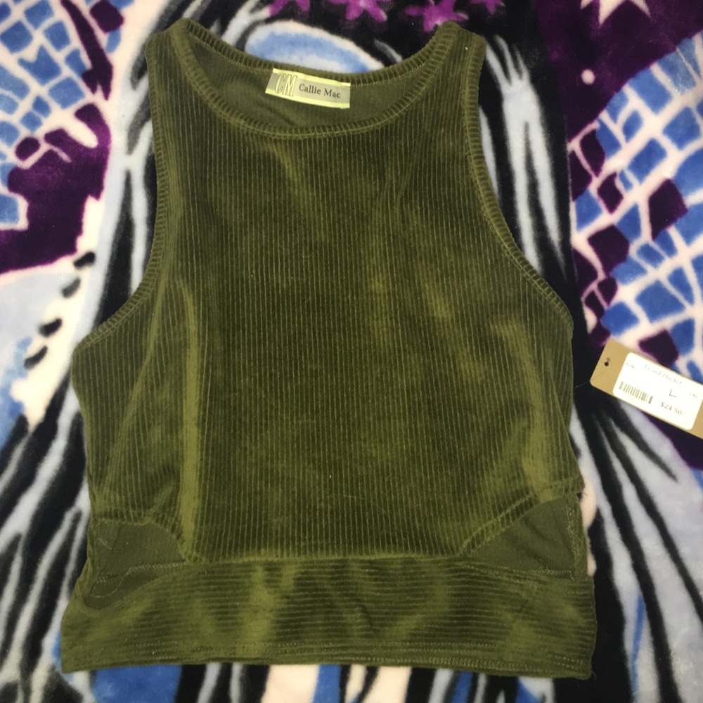 Green crop top with cut outs