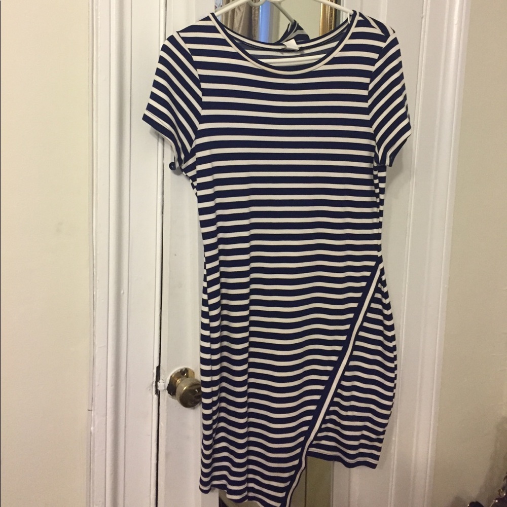 White and navy stripped dress