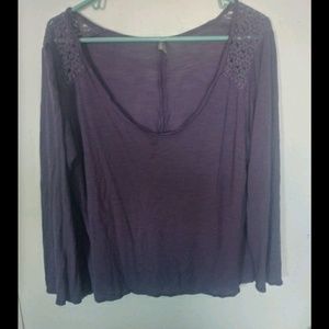 Long sleeve sheer lace shirt