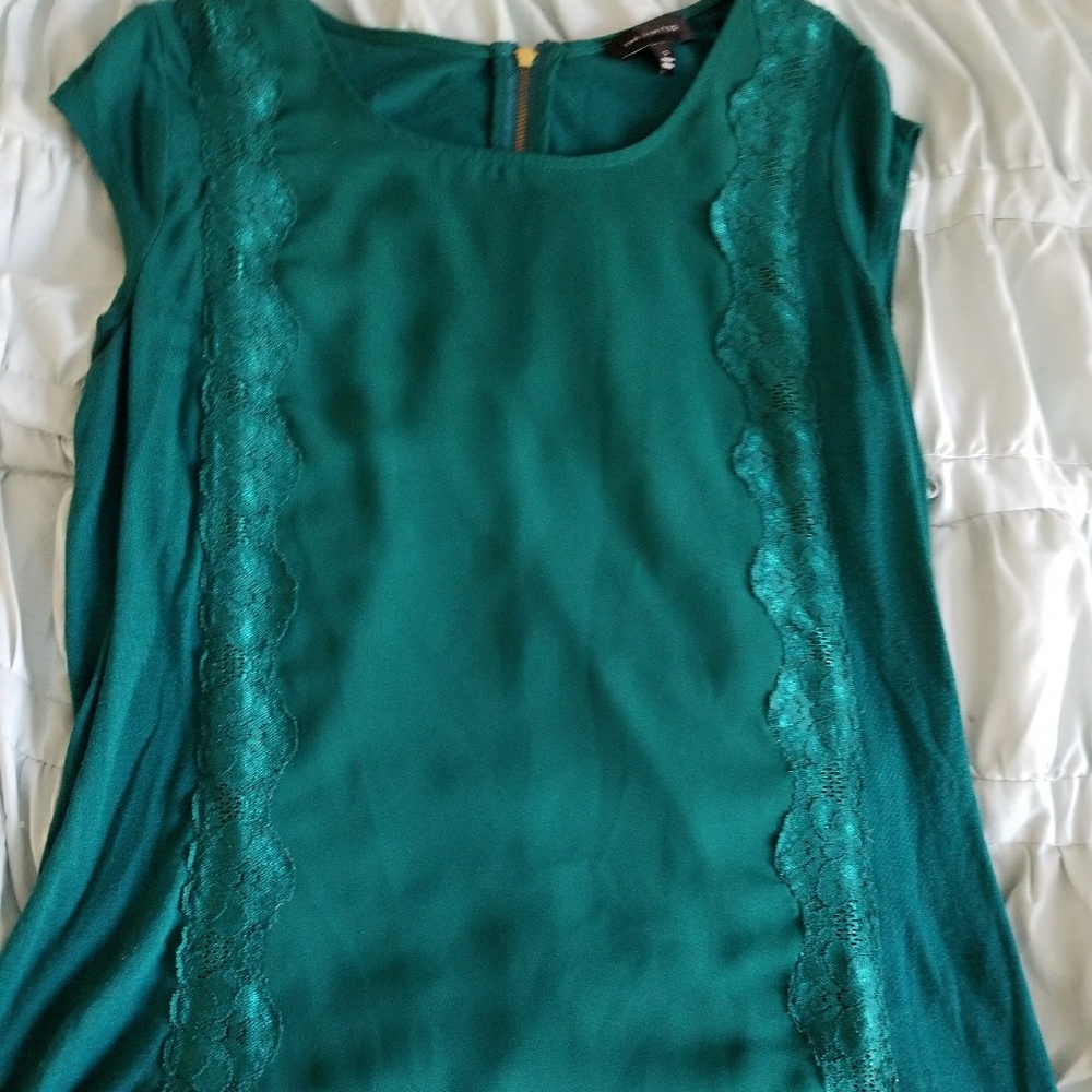 Emerald Green Dress Top w/ Lace