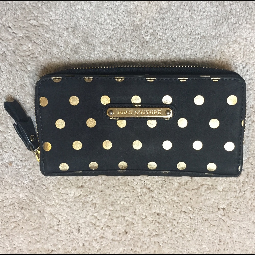 Juicy Couture polka dots navy blue wallet