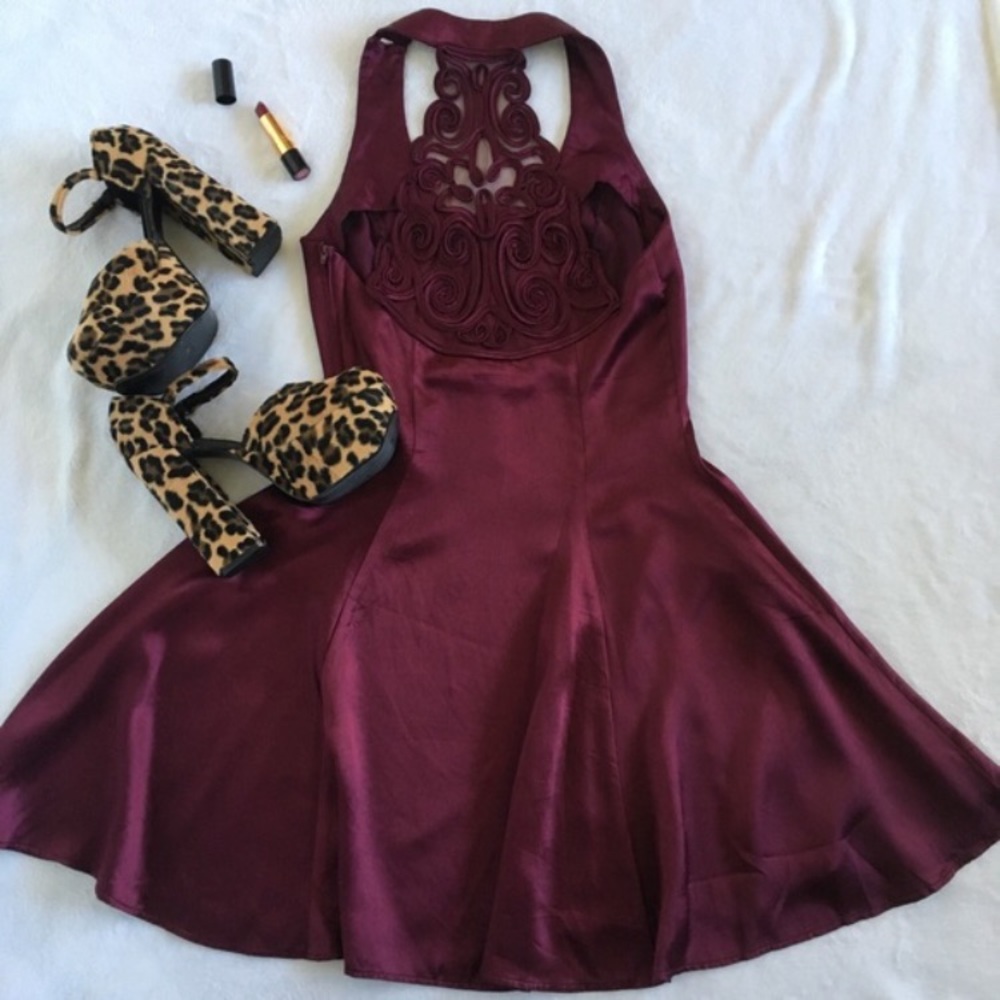 Vintage Satin Gunne Sax Halter Cocktail Dress