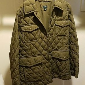 J Crew Quilted Jacket in Army Green Size Large L