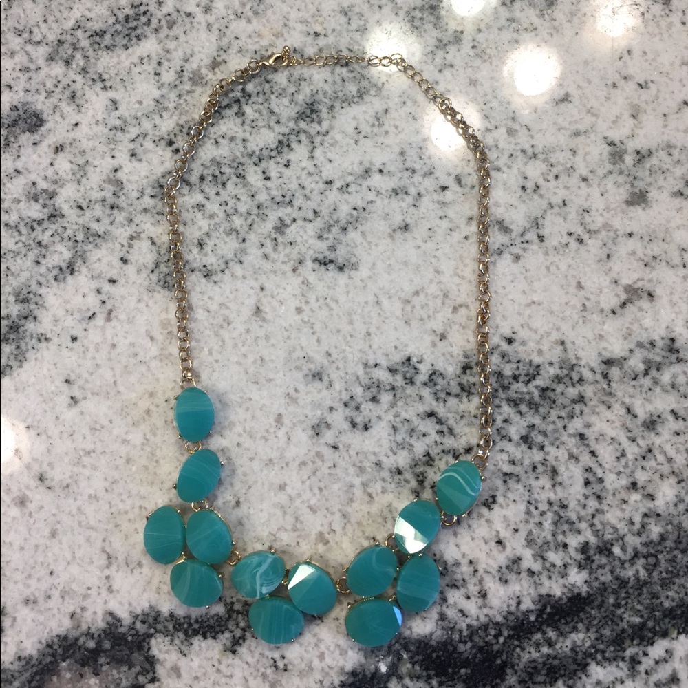Imitation turquoise stone necklace, 16inch-18