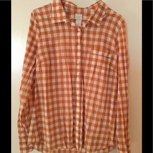 J Crew orange and white perfect shirt