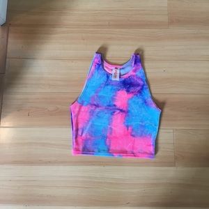 Tie dye velvet crop top rave top NWOT