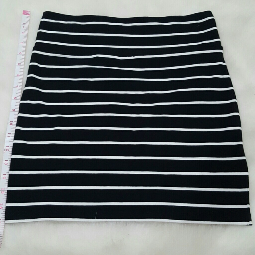 Black and white striped mini skirt