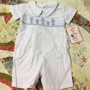Stellybelly White Chambray Cross Romper NIP