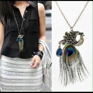 Peacock feather necklace