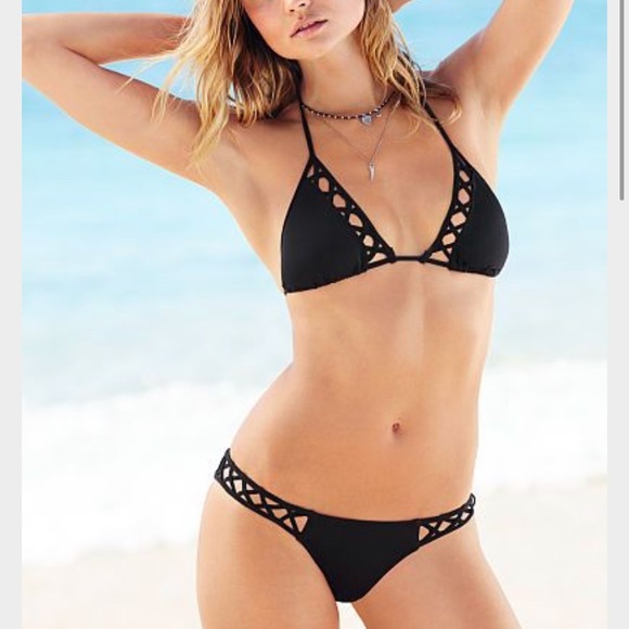 Victoria secrets black crisscross bikini - Picture 1 of 2