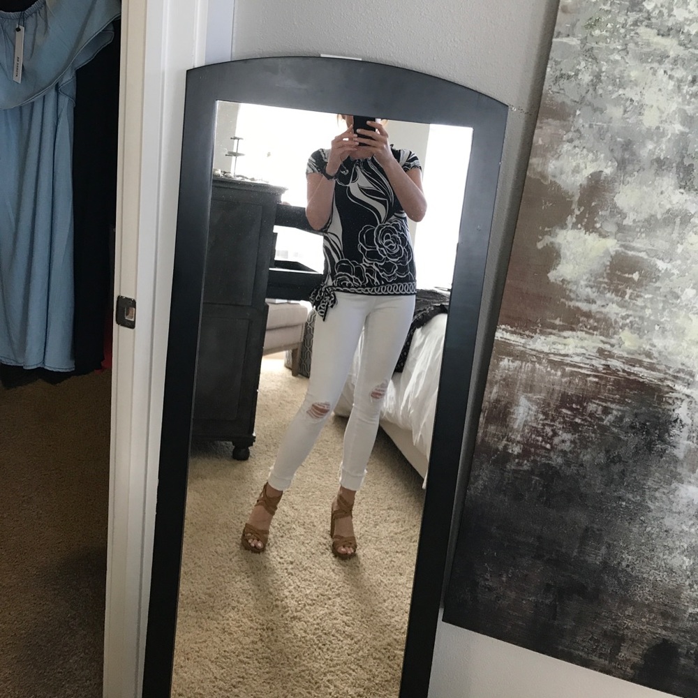 Black and white print blouse