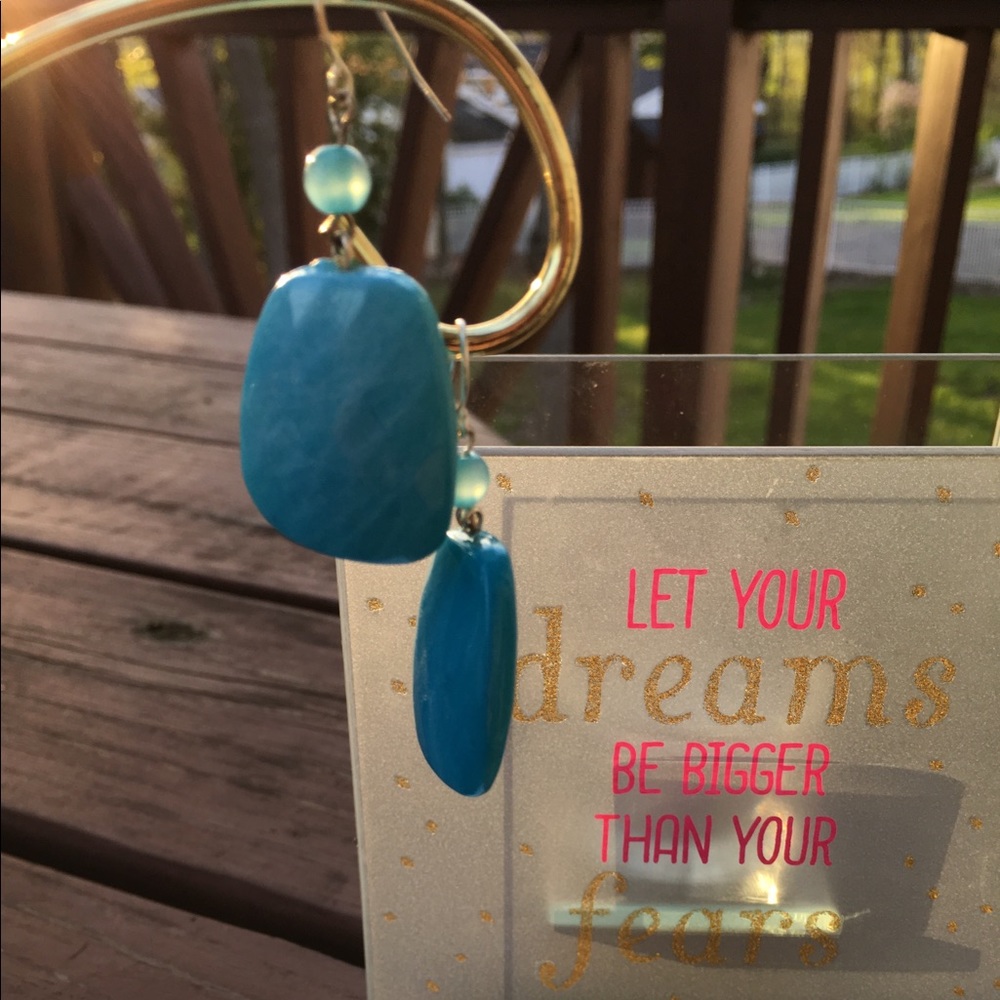 Beautiful Chunky Aqua Drop Earrings