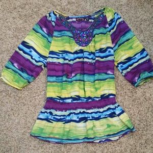 💎2 for $12💎 Boho Style Top with Jeweled Neckline