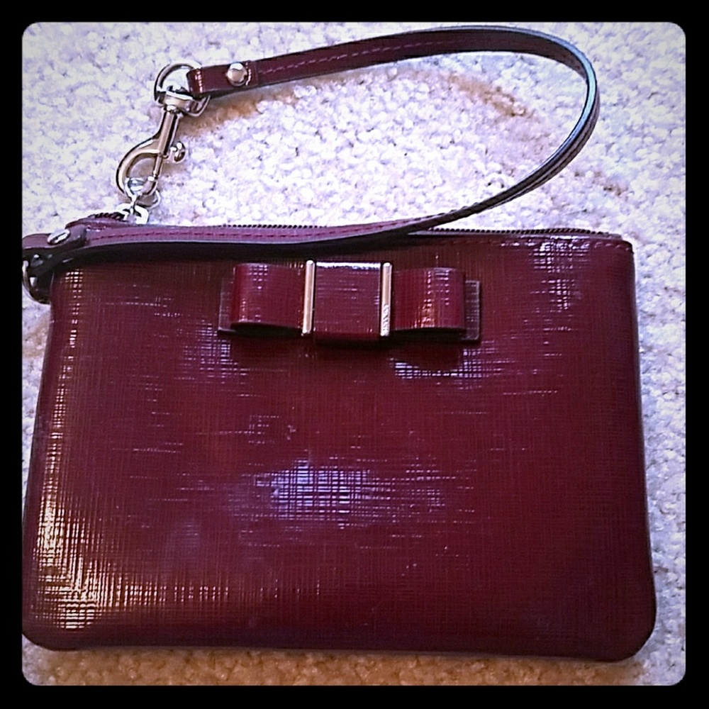Burgundy Coach Wristlet