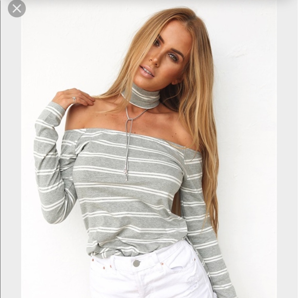 Bnwt. Sabo skirt off shoulder stripe shirt.
