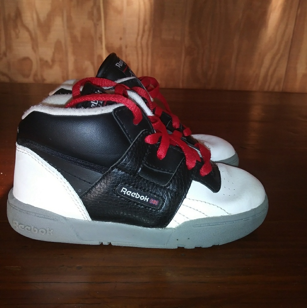 Black and white Reebok sneakers