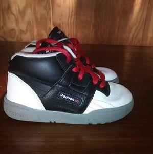 Black and white Reebok sneakers