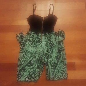 Graphic Print Bustier Top Jumpsuit Size XS