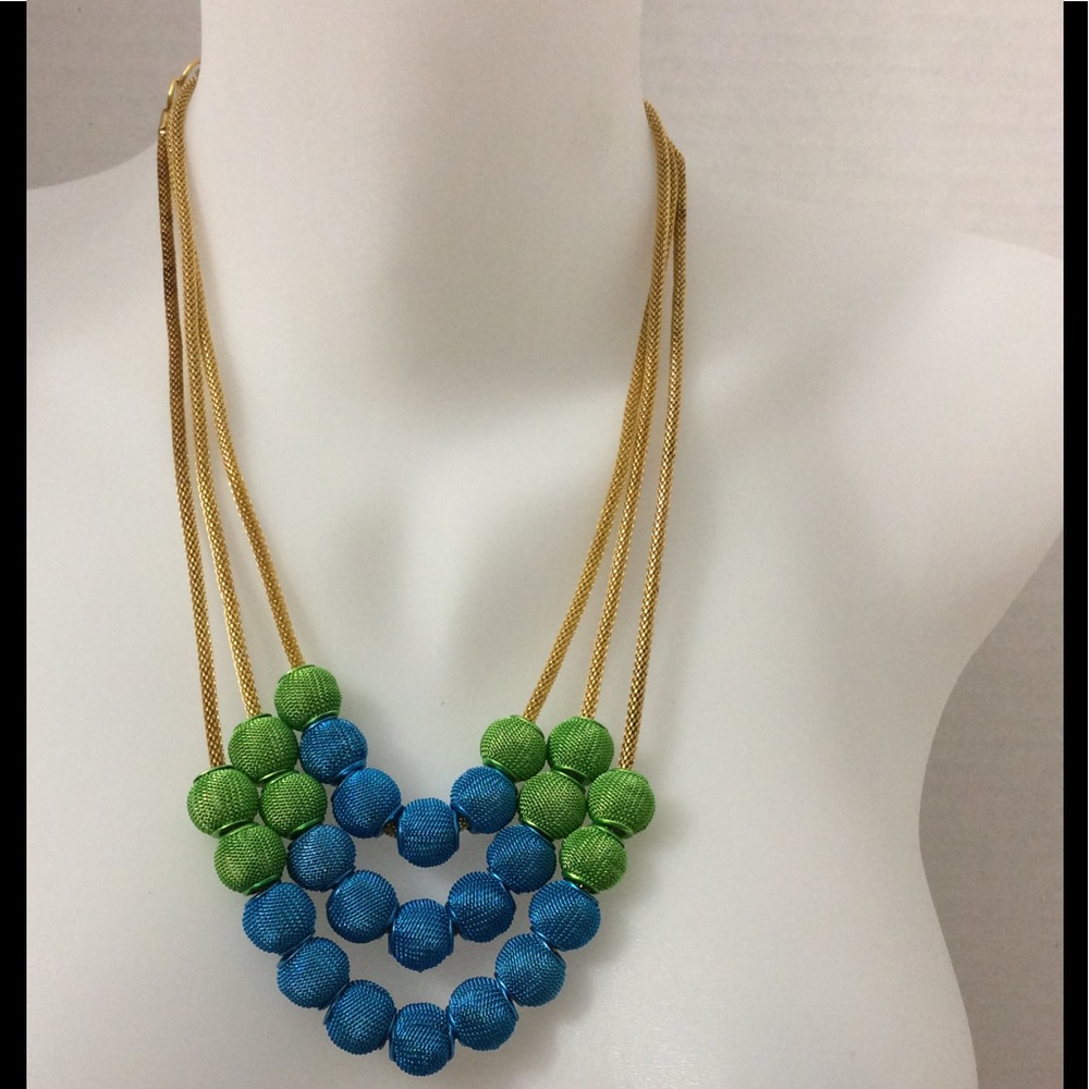 Green blue gold chains necklace exclusive new