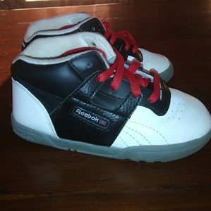 Black and white Reebok sneakers