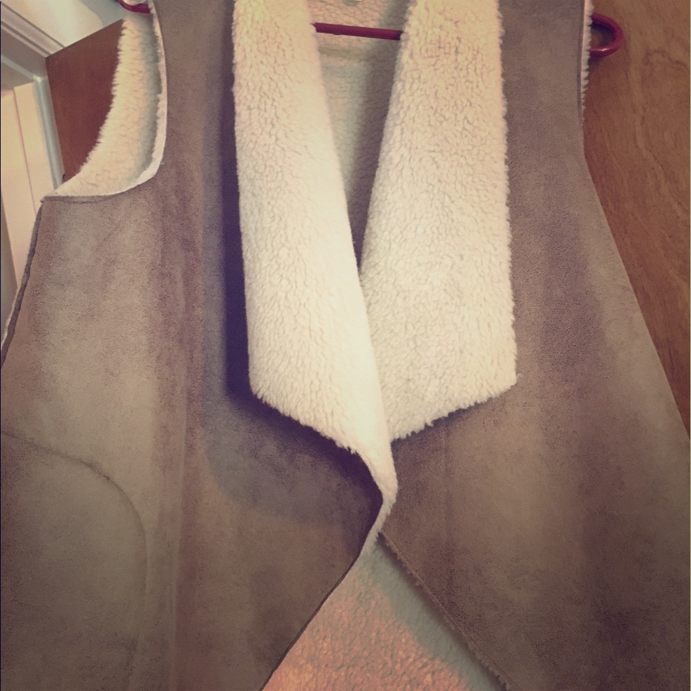 Brown Suede Leather wool lined Vest