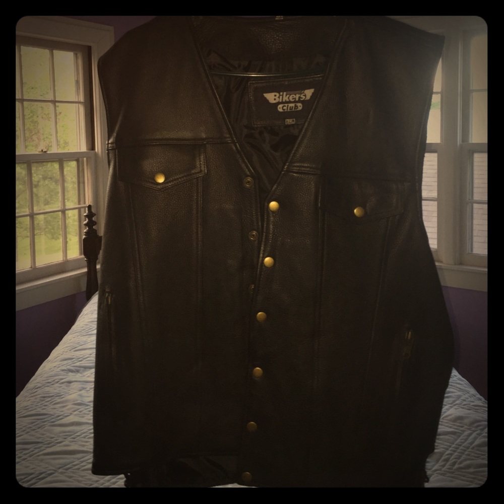 Black bikers club jacket leather 3xl