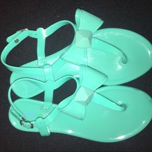 Teal Bow Sandals