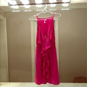 Fuchsia Dress with Gold Front Zipper