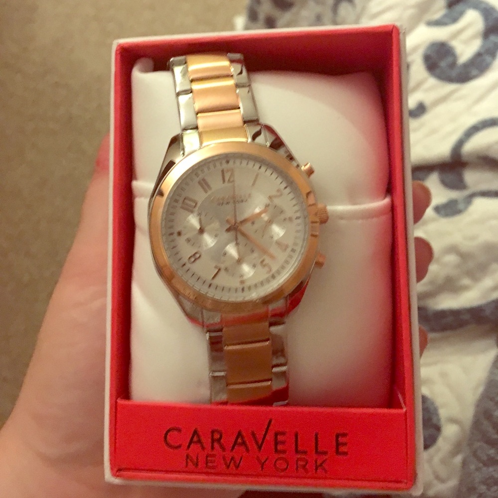 Caravelle New York Rose Gold and Silver Watch.