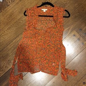Floral orange top.