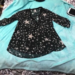 Sheer Black Shirt - Star Pattern