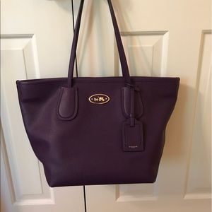 Coach purple pebble leather tote