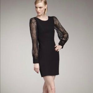 Rachel Zoe black lace sleeve v-back dress
