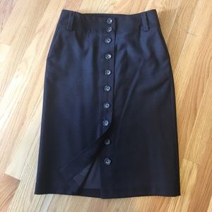 Button up wool blend skirt brown