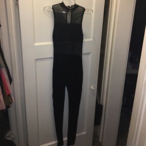 Sheer front panel jumpsuit