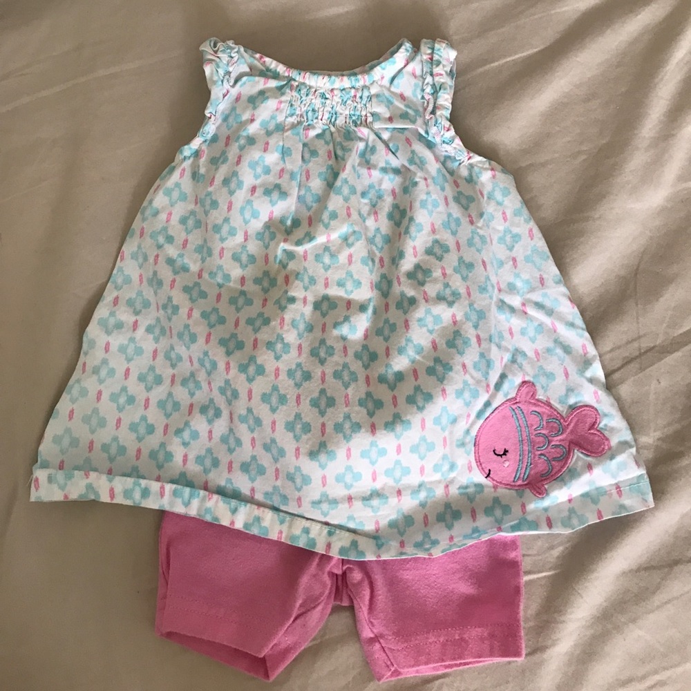 Carter's Fish Aqua/Pink Dress Baby Girl 6 months