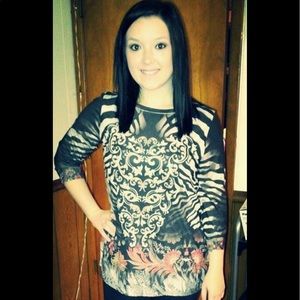 Pattern mixed blouse. Worn once