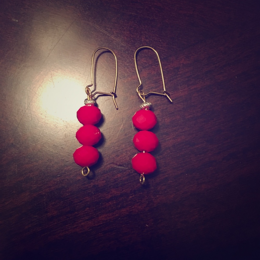 Bright red earrings