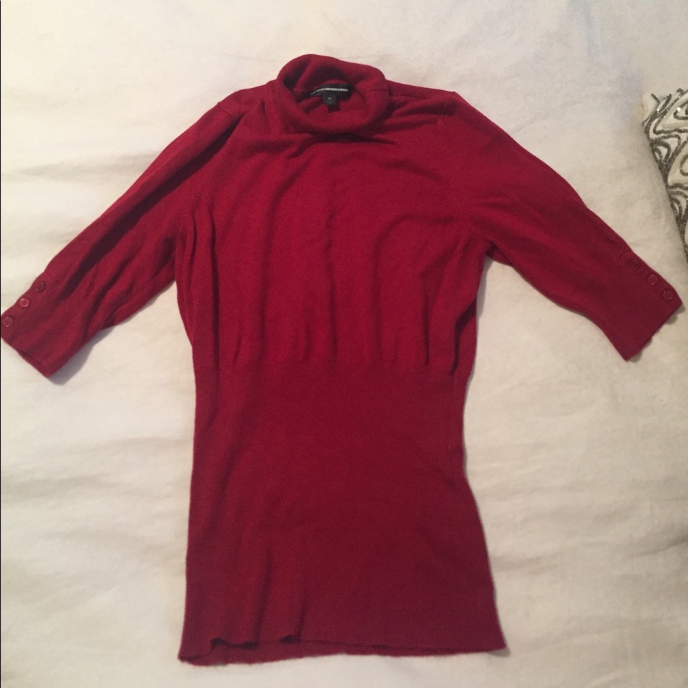 Express red button sleeve sweater