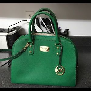 Michael Kors leather green 2 way strap bag