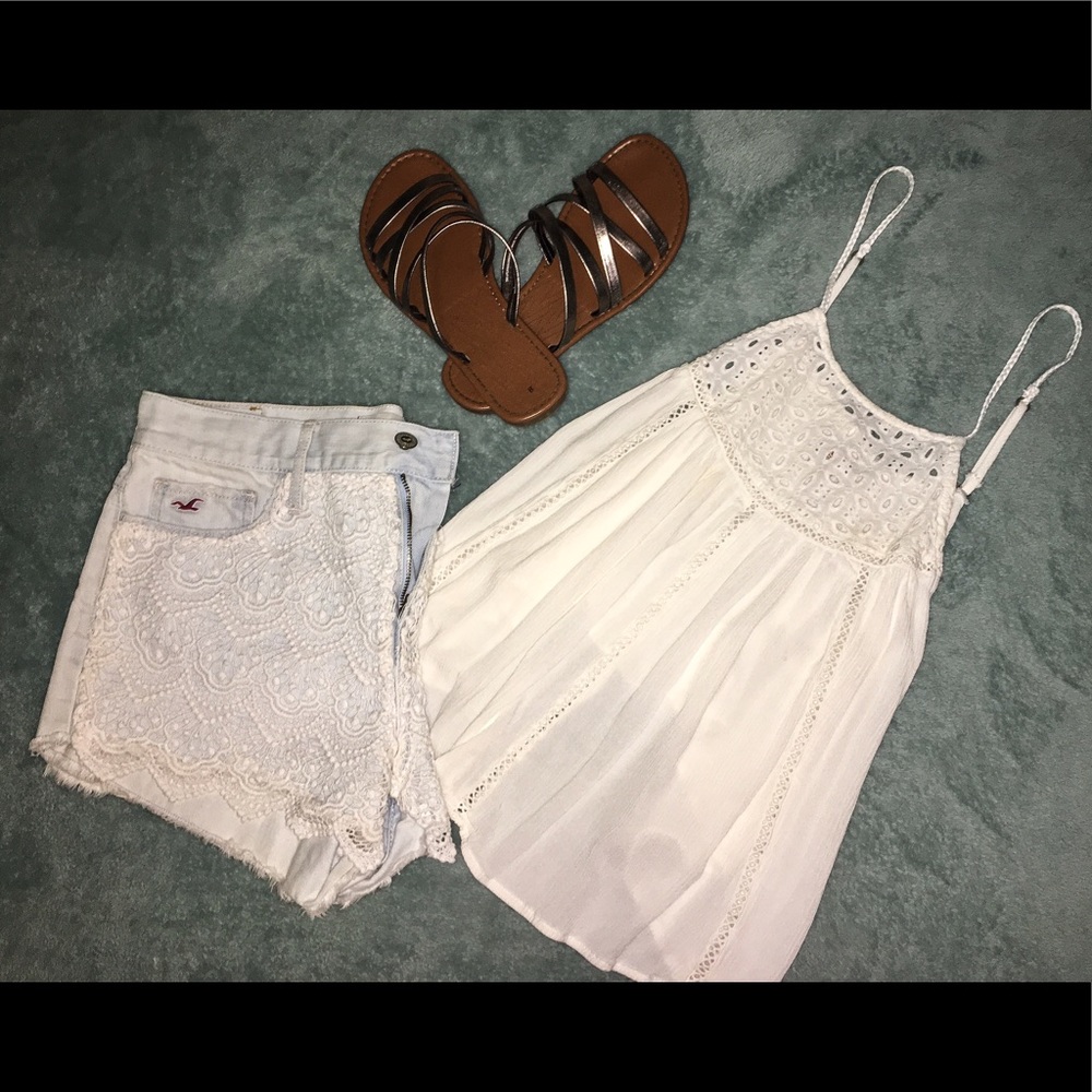 Hollister high waisted denim w/ lace shorts