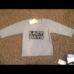 Kids Grey Long Sleeve "Lazy Day" Tee BRAND NEW!