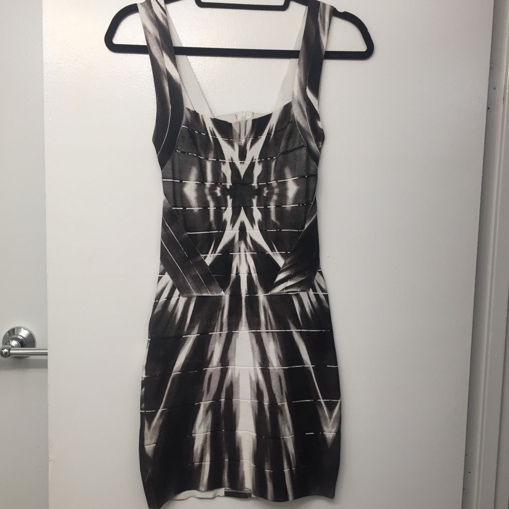 bebe Black and White Bandage Dress