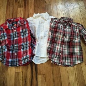 3 toddler boys button -up long sleeves shirts.