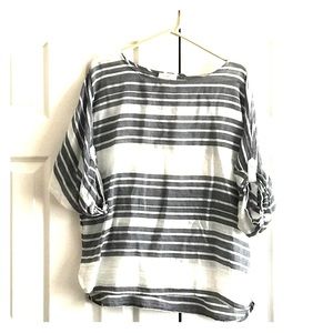 Ann Taylor LOFT Striped Blue Linen