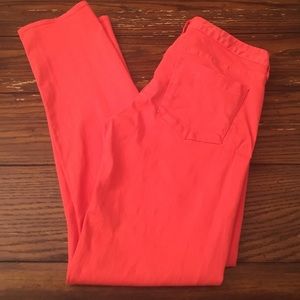 J. Crew matchstick coral colored stretch jeans