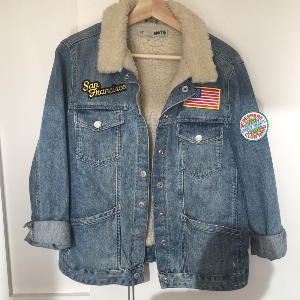Topshop Custom Oversized Moto Jean Jacket