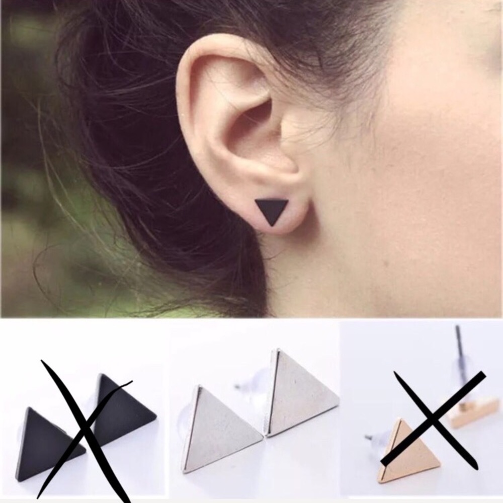 Silver simple triangle stud earrings