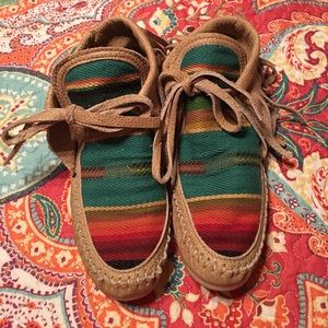 Turquoise holy cow couture moccasins